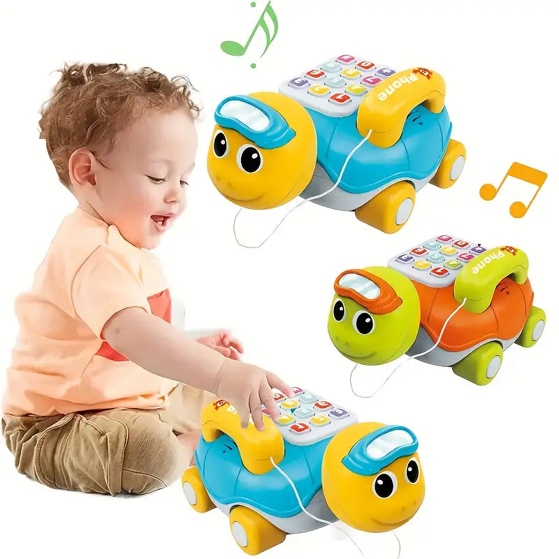 Interactive Baby Learning Turtle Phone for Fine Motor Skills - Green or Yellow